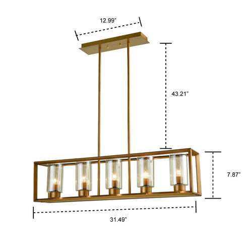 Modern Brushed Gold Chandelier for Kitchen Island